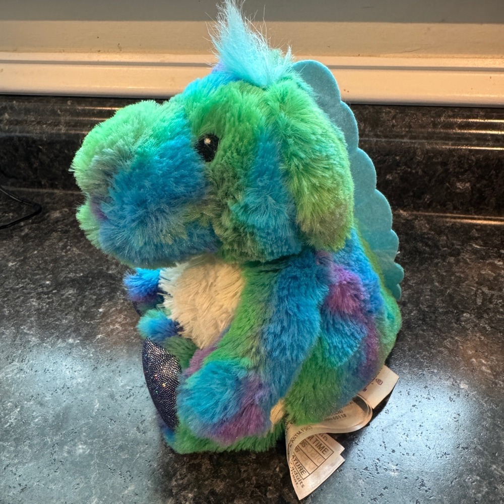 Warmies Microwavable Plush Small Dinosaur Blue Green Tie Dye Weighted Sensory